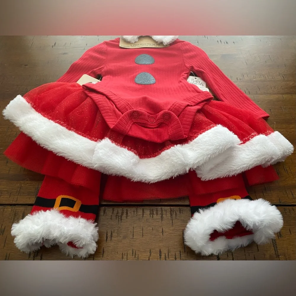 •NWT•Baby Essentials 4-Piece Dress Me Up Holiday Layette Outfit- 3M